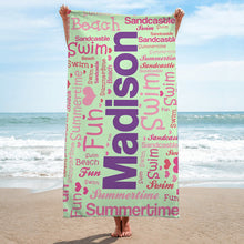 Load image into Gallery viewer, Personalized Beach Towels Name and Word-Art II14