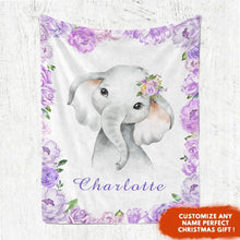 Load image into Gallery viewer, Personalized Name Fleece Blanket 16-Elephant