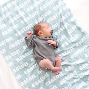 Green Birth Celebration Custom Blanket for Boys and Girls