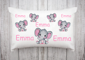 Personalized Kids Name Pillow 42 -Elephant Pink
