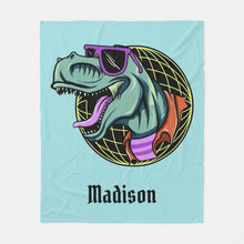 Load image into Gallery viewer, Custom Name Fleece Cartoon Dinosaur Blanket III03
