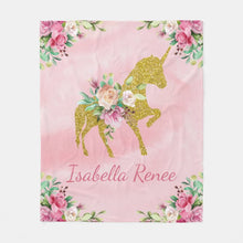 Load image into Gallery viewer, Personalized Unicorn Name Blanket II07