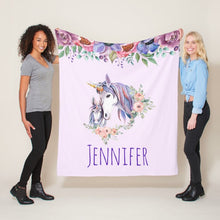 Load image into Gallery viewer, Personalized Unicorn Name Blanket II03