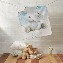 Load image into Gallery viewer, Personalized Elephant Blanket With Name IV02