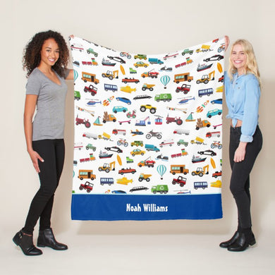 Custom Name Fleece Cartoon Car Blanket III04