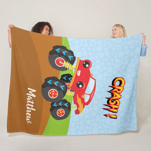 Load image into Gallery viewer, Custom Name Fleece Cartoon Car Blanket III11