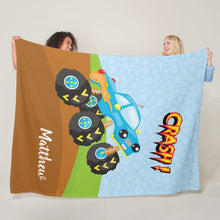 Load image into Gallery viewer, Custom Name Fleece Cartoon Car Blanket III02